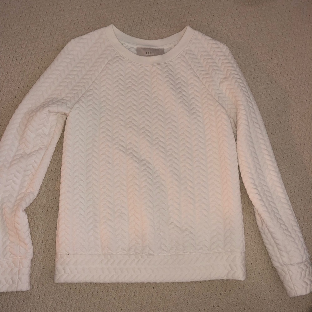 Loft White/Cream Criss-Cross Pattern Sweater